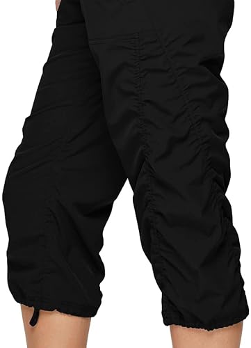 Rbx Women's Stretch Woven Lightweight Body Skimming Drawstring Capri Pant Jet Black Xl #TOP4