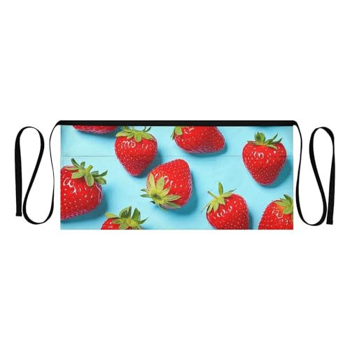 FASHON&FASCIN Server Apron with Pockets Waist Aprons Half Waitress Apron Strawberry Pattern for Gardening Restaurant,Multi10