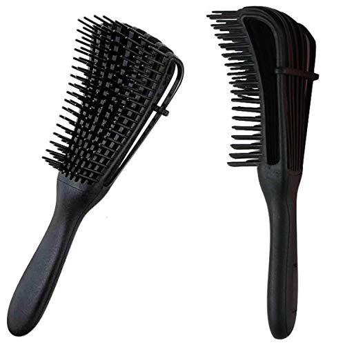 2 Pack Black Detangling Brush for Curly Hair, Afro Textured 3a to 4c Kinky Wavy for Wet/Dry/Long Thick Curly Hair, ExfoliatingYour Scalp for Beautiful and Shiny Curls