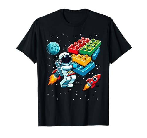 Master Builder Space Astronaut Building Blocks Bricks Boys T-Shirt