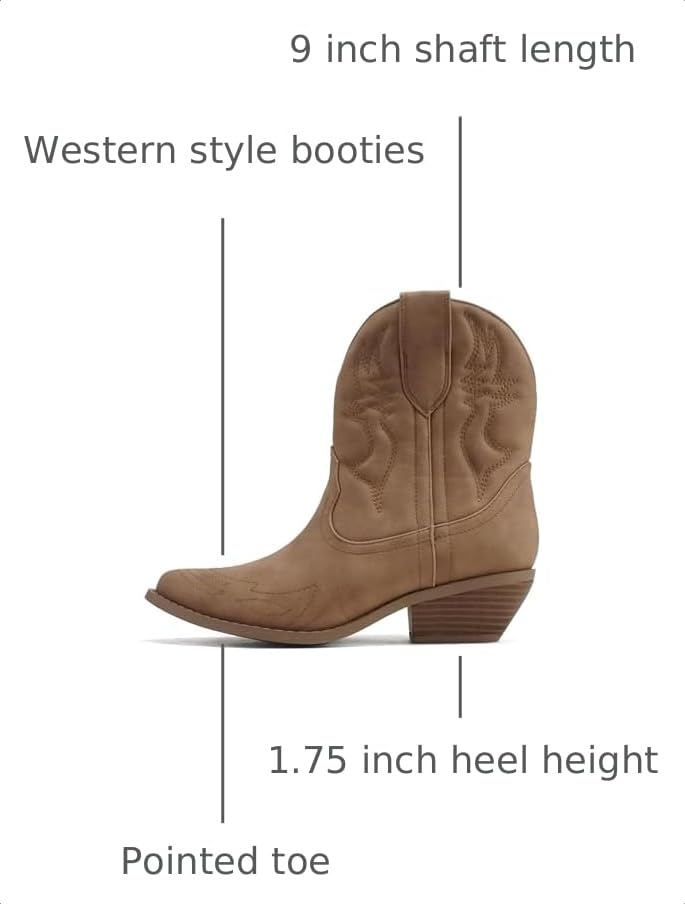 Image of Soda Women Cowgirl Cowboy Western Stitched Ankle Boots Pointed Toe Short Booties Rigging-S (Wide Fit Available)