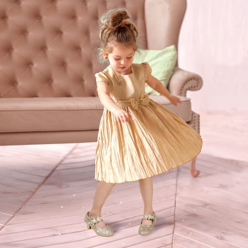 PANDANINJIA Girls Dress Shoes Kids Toddler Heels Pumps Size 13 Flower Girl Mary Jane School Wedding Party Doris Princess Shoe by PANDANINJIA - Used condition - Image 3