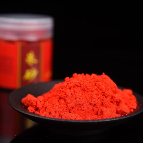 Nyzhmy Zhmyyxgs feng Shui Natural Red Sand Cinnabar Powder Crystal Pigment Powder Cinnabar Ink Powder for Taoists Evil Spirit Charm Very fine Powder 300 mesh (100g)