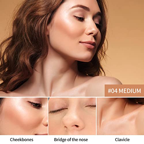 2022 Upgrade Cream Contour Stick With Built-In Brush,3 In 1 Concealer Bronzer Foundation Stick,Face Brightens Shades Contour Pen,Travel-Friendly Waterproof Longwear Face Body Contouring Makeup,Medium #TOP6