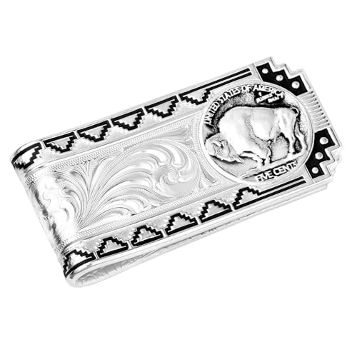 Image of Montana Silversmiths Made in the USA Western Lifestyle Money Clip (Buffalo Nickel Southwestern)