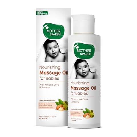 Mother Sparsh Ayurvedic Baby Massage Oil, 18 Herbal extracts and Oils - Lajjalu, tagar, Almond & Avocado Oil, 100ml Cover