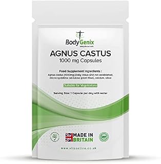 Bodygenix Vitex Agnus Castus Supplement | Reduces Mood Swings, Menstrual Cramp, Irritability | High Strength Veg Capsules 1000mg