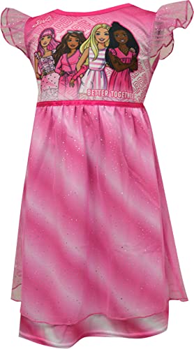 Komar Kids Girls Barbie Pink Sparkle Better Together Dress Up Toddler Nightgown2