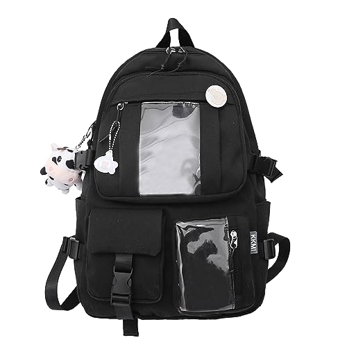 Sacs scolaires nylon fille style mignon sac à dos étudiant grand noir