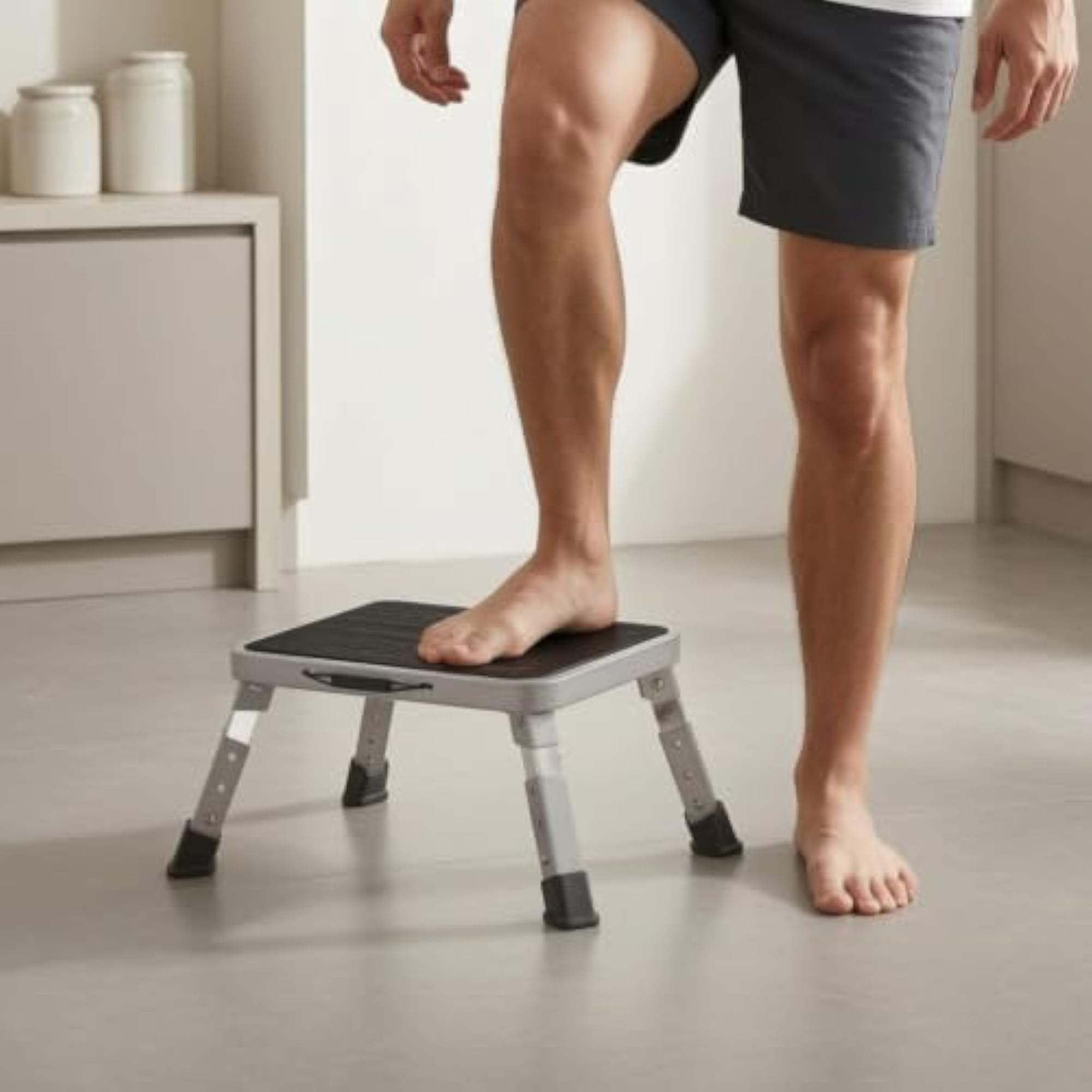 Anti-Slip Single-Step Ladder Slimline Step Stool with Handle