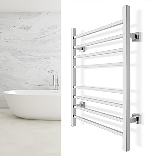 Warmlyyours Tw-Sr08Ps-Hp 8-Bar Sierra Electric Heated Bath Towel Warmer Rack, Dual Connection, Hardwired And Plug-In, Wallmountable, Programmable Timer, Stainless Steel, Polished Stainless #TOP5