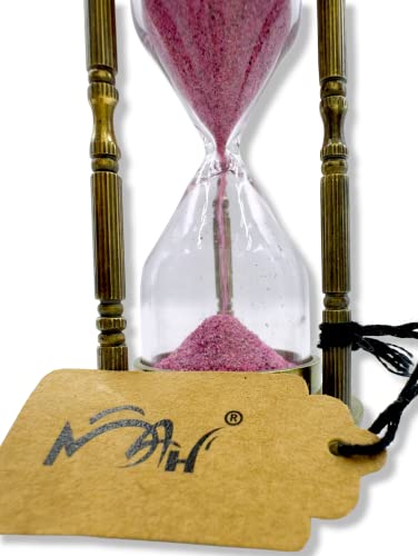Mah 1 Minute Decorative Nautical Vintage Brass Sand Timer With Safety Leather Case Home Décor, Small Brass Sand Clock, Metal Unique Hour Glass Sand Glass For Office. C-3071 #TOP3