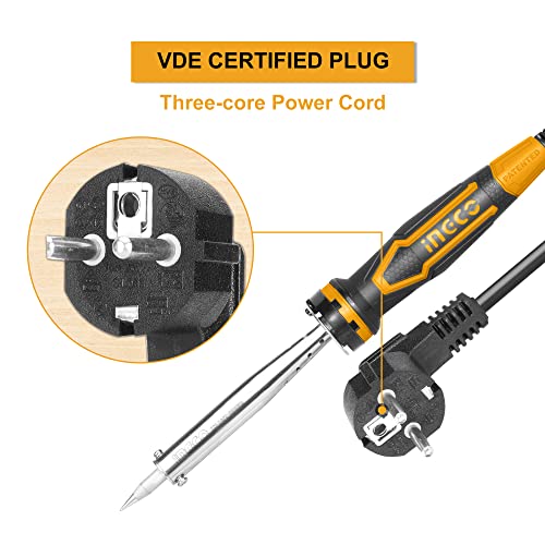 Image of INGCO Electric Soldering Iron, 100W, Preheat.Time:3~5minutes, Straight, Tip Head