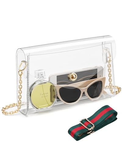 BS-VOG Clear Purse for Women, Clear Crossbody Bag Stadium Approved, Small Cute Clear Stadium Bag for Concerts Sports Events