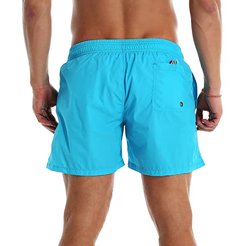 Ynimioaox Men's Swim Trunks Quick Dry Beach Shorts Swimwear Bathing Suit With Mesh Lining (A15-Sky Blue, 32) #TOP2