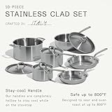 Made In Cookware - 10 Piece Stainless Steel Pot and Pan Set - 5 Ply Clad - Includes Stainless Steel Frying Pans, Saucepans, Saucier and Stock Pot W/Lid - Professional Cookware - Made in Italy - Image 5
