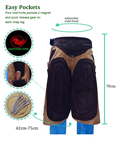 Tablier de maréchal-ferrant en cuir véritable avec sangles ajustables et poches à outils