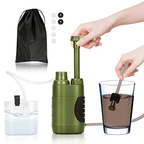 Yakimz Filtre à eau d'extérieur portable 0,01 microns Filtre à eau 4 niveaux de filtration avec sac de rangement, pour les urgences en plein air, le camping, la randonnée Cover