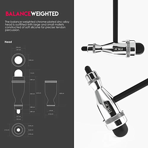 MDF Instruments Trömner Reflexhammer mit integriertem Pinsel – leichter HDP-Griff – Schwarz (MDF555P-11)