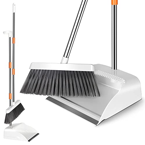 MASTERTOP Balai et Pelle à Poussière, Pelle et Balayette Long Manche 135cm, Balai Brosse Intérieur et Pelle Dépoussiérage pour Nettoyage de Maison, Bureau