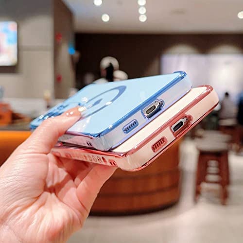 Banailoa Design For Samsung Galaxy S21 Ultra Case Compatible With Magsafe,Luxury Plating Clear Case Magnetic Soft Camera Protective Galaxy S21 Ultra Case (6.8 Inch)-Dark Purple #TOP5