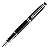 Waterman Expert - Pluma Estilográfica con Estuche de Regalo, Negro (Matt Black/Chrome Trim)