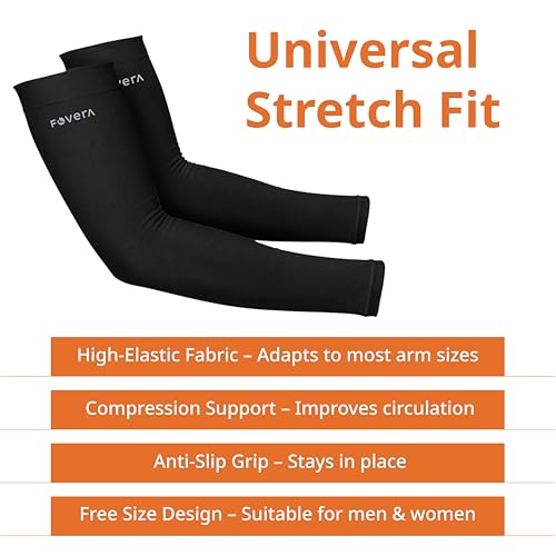 Image of FOVERA UV Sun Protection Arm Sleeves for Men & Women - UPF 50+ Cooling Hand Cover for Biking, Cricket, Driving & Cycling - Seamless Compression Tattoo Cover & Tan Protection Guard