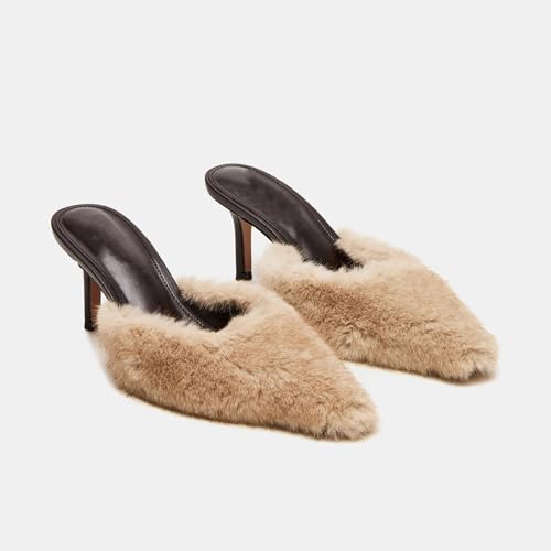 Image of DOEYG Women Pointed Toe Bow Heels Mules Slip on Stiletto Heels Sandals Dress Party Wedding Studded Heels Pumps