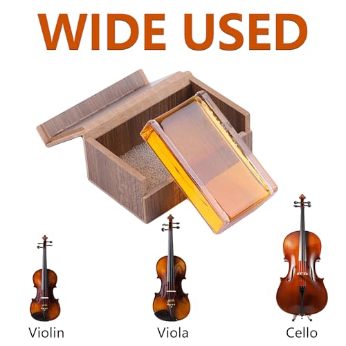 Rosin Violin Rosin,Violin,Viola & Cello Rosin for Bow,Smooth Bows Movement,Excellent String Grip,Light Low Dust,Natural Rosin with Wood Case,Professional Rosin for Bows(Yellow)