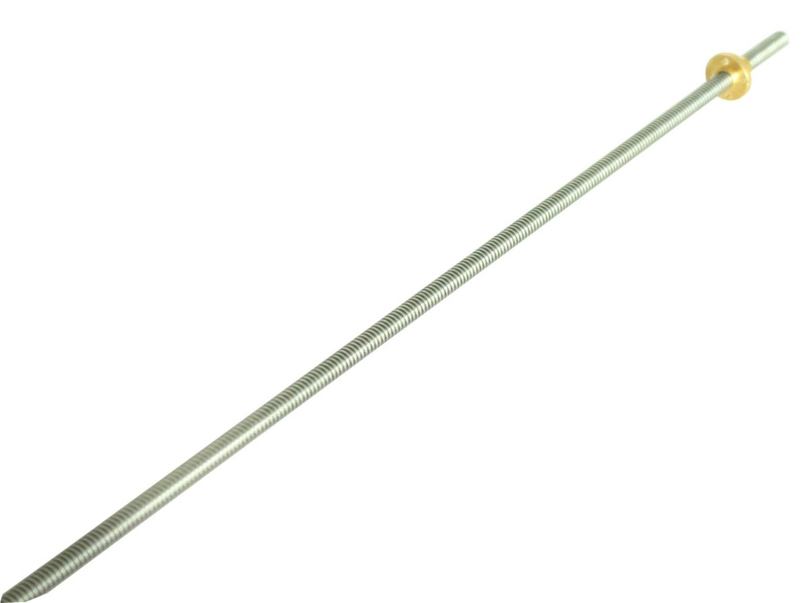 Śruba liniowa z nakrętką trapezową, gwintowany luz 2 mm skok 2 mm skok 304 śruba ze stali nierdzewnej pręt T8 śruba pociągowa z nakrętką mosiężną 150 mm 250 mm 350 mm 600 mm pręt trapezowy(1200mm)