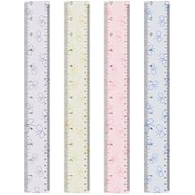 BAYTORY 4Pcs Transparent Acrylic Ruler 12 Inch, Clear Plastic Straight Rulers, Shatterproof Student Stationery Centimeters with Inches, for Classroom Essentials School Supplies Bowknot 12 Inch
