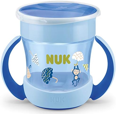 NUK Mini Magic Cup learning cup | leak-proof 360° drinking rim | from 6 months | practical handles | BPA free | 160 ml, white
