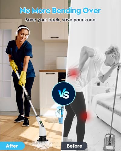 Highyes Electric Spin Scrubber for Cleaning Bathroom: Cordless Power Shower Scrubber - Electric Cleaning Brush for Tile Tub - Image 7