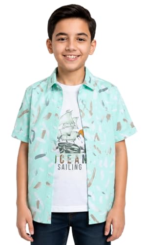 Image of CAVIO Boys Printed Shirt and T-Shirt Regular Fit Casual Half Sleeve