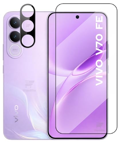Image of WonRia [1+1 Tempered Glass Compatible with Vivo V70 FE 5G with 3D Camera Glass Protector 9H Hardness Screen Guard Protector - (Pack of 2)