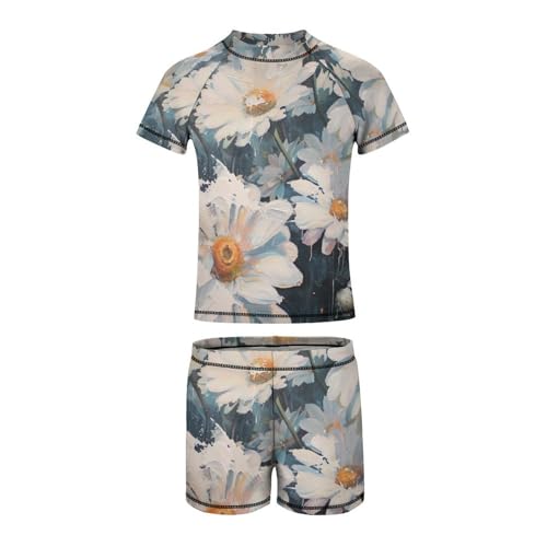 White DaisiesChildren's Casual Swimsuit Set - Simple and Versatile10-12Y（150cm）2