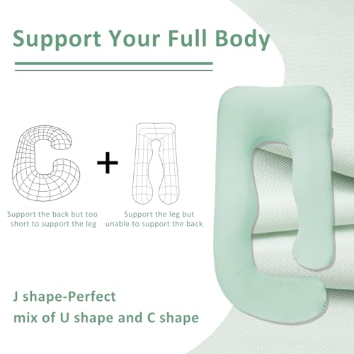 Image of Chilling Home Pregnancy Pillow, Cooling Pregnancy Pillows for Sleeping,Full Body Pillow for Adult,Maternity Pillow for Pregnant Women 63 inch, Pregnancy Must Have with Removable Cover, Mint Green