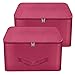 Storite 2 Pack Nylon Wardrobe Bag Underbed Moisture Proof Cloth Storage Organizer, Storage box for Clothes Saree Bags with Zippered Closure & Handle (Magenta, 37x35x23 cm) Square