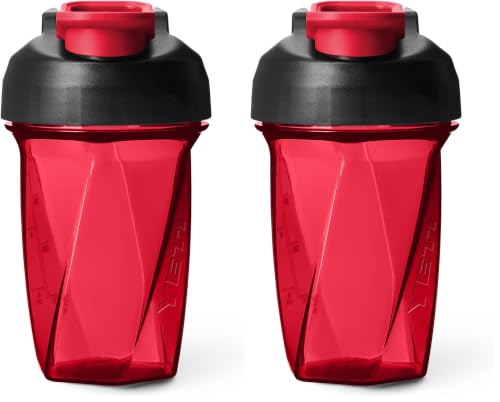 Image of YETI Yonder Helimix Vortex Blender Shaker Bottle Holds up to 20oz | No Blending Ball or Whisk | USA Made | Portable Pre Workout Whey Protein Drink Shaker Cup | Dishwasher Safe, Rescue Red (Pack of 2)