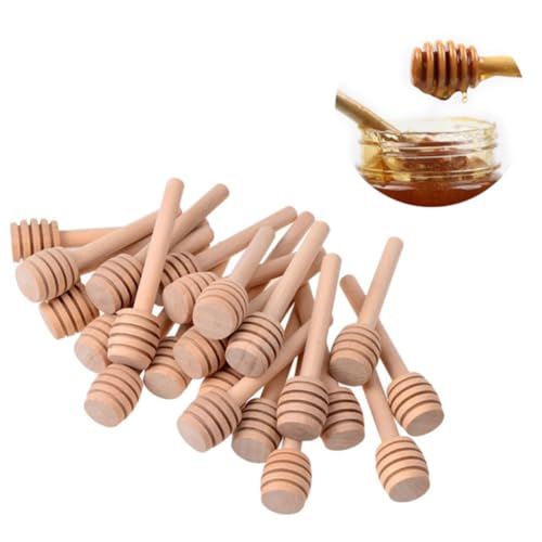 VOSAREA 30Pcs Mini Wooden Honey Dippers Honey Stir Sticks for Easy Honey Extraction Syrup Stirring for Home Use and Special Occasions