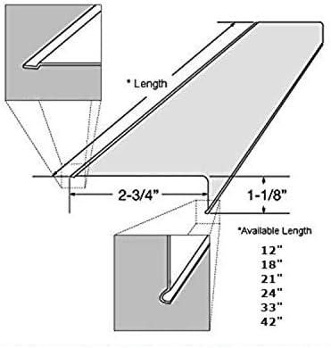 33" Lens Diffuser Under Cabinet Replacement Cover 2-3/4" x 1-1/8" x 33" Angled Edge
