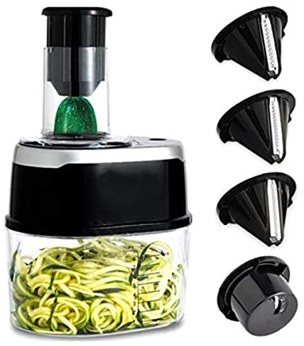 JWCN 500W Electric Spiralizer Slicer, Multifunction Sliced Grater Food Machine Funnel Cucumber Shredder Vegetable Chopper, 4 Cutting Blade For Potatoes,Uptodate