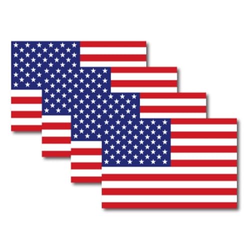 Image of Magnet Me Up American Flag Automotive Magnet Decal, 4x6 inches, 4 Pack, Red White and Blue, Heavy Duty Magnetic Vinyl for Car Truck SUV
