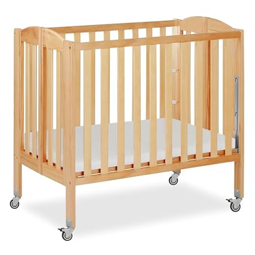 Dream On Me 3-in-1 Portable Folding Stationary Side Mini Baby Crib in Natural & Mattress, GreenGuard Gold & BSA, Use as Changer & Playpen, Locking Wheels, 3 Mattress Heights, Extra Firm Mattress