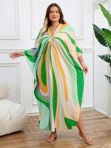 Image of Kaftan Dress for Women - Plus Size Caftan Maxi Beach Dress Moo Moos Loungewear, Swimsuit Cover Up for Beach, Pool or Vacation