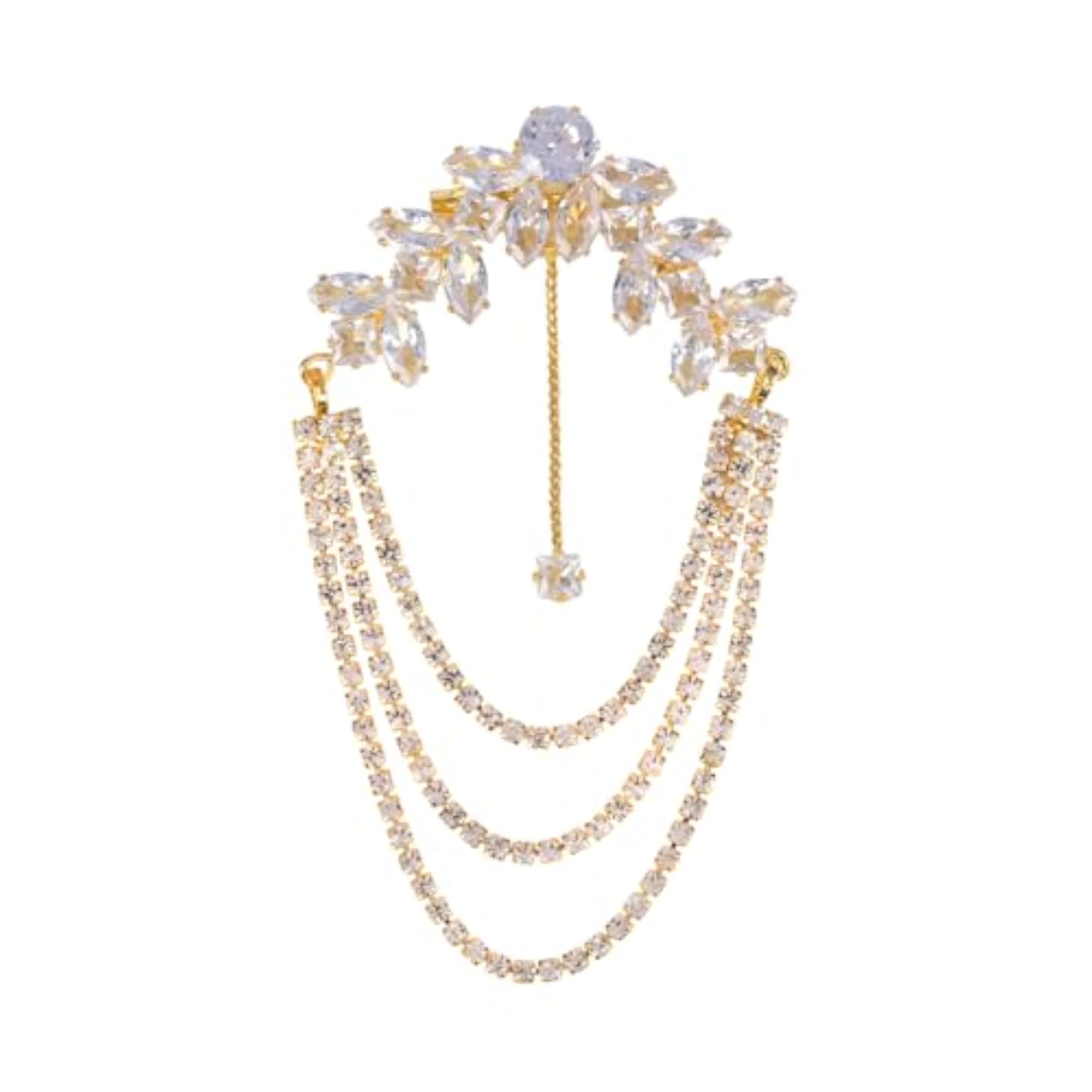 Traditional Leaf Cluster Brooch with Simulated Stone