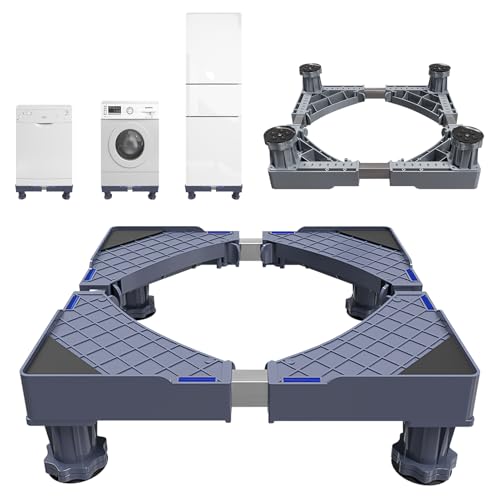 Zuquik Support Machine a Laver Seche Linge & Réfrigérateur,Rehausseur Lave Linge et Machine a Laver Réglable,Socle Antivibration jusqu'à 120kg