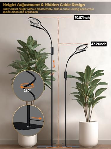 Image of Smart Grow Lights for Indoor Plants, Plant Light with Auto-Timer, Full Spectrum LED Grow Light, Adjustable Height & Stepless Dimming,Plant Assistant Suitable for Most Plants (Black, Dual Heads)