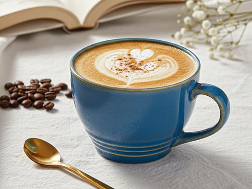 Image of Bodhi House Large Ceramic Coffee Mug | Microwave & Dishwasher Safe | Bone-Ash Free Cappuccino Mug | Multi-Purpose Food Grade Latte Coffee Mug Ideal for Daily Use & Gifting (500ml | Mid Blue)
