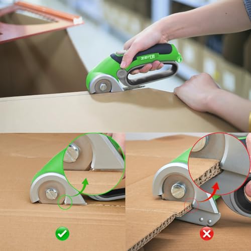 Image of ZEITE 4V Cardboard Box Cutter,Cordless Electric Scissors,Max Cutting 1 /4 inch,Ideal for Cardboard,Thin Carpet & Plastic Recycling,Easy to Hold and Safe,Green